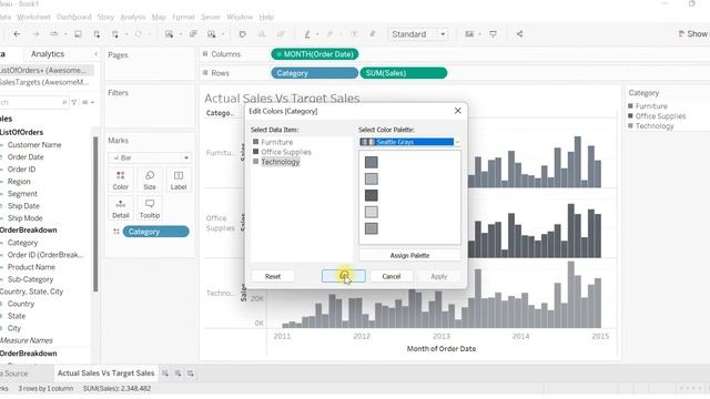 Actual Sales vs Target Sales in Tableau смотреть онлайн