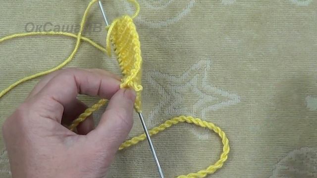 Как присоединить крученный шнур к вязаному полотну. Вяжем с Оксаной Валерьевной. смотреть онлайн