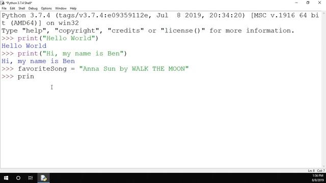 First Python Lesson - Introduction to Python - Hello World & Printing & Variables