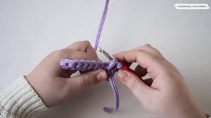 Узор столбики в раскол поворотными рядами, вязание крючком