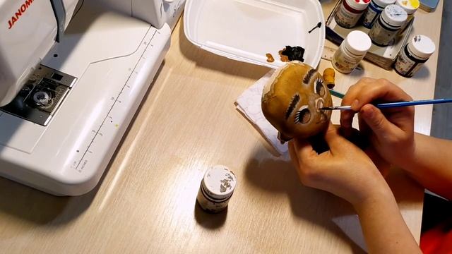 Кукла-пакетница Долорес. Часть 1. Роспись лица #мастеркласс #masterclass #handmade смотреть онлайн