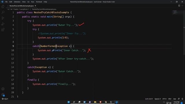 Nested Try Catch Blocks in Java | Nested try-catch in Java | nested try block in java | Exceptions смотреть онлайн
