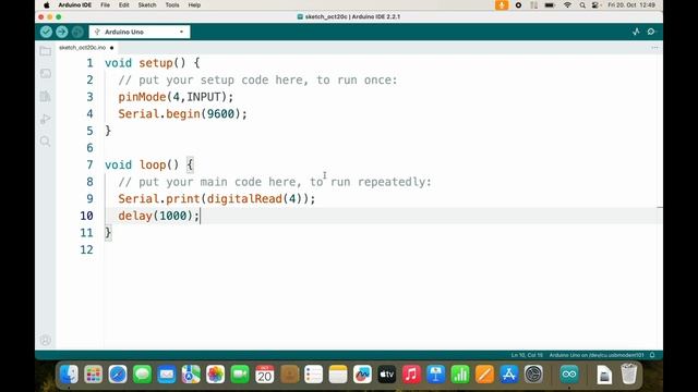 Arduino Uno Programming Basics 03: digitalRead with internal pull-up resistor