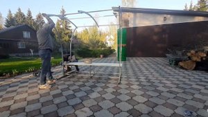 Скамейка с теневым навесом разборная.