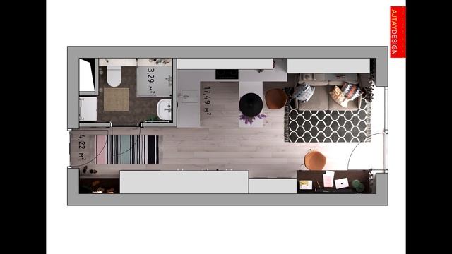 КВАРТИРА-СТУДИЯ | 36 | Идеи квартир площадью 28кв.м и 35кв.м