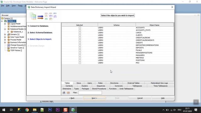 Создать ER диаграмму в SQL Developer - Data Modeler / ORACLE