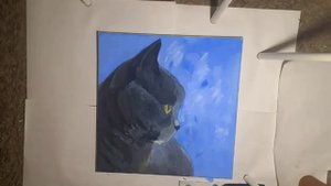 Картина акрилом. Как нарисовать кота акрилом.