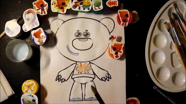 Тучка из мультика Мимимишки, раскраска, рисуем красками смотреть онлайн