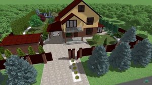 Ландшафтный дизайн участка с беседкой и большой детской площадкой