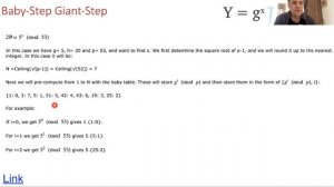 Solving Discrete Logarithm Problems: Baby-step, Giant-step