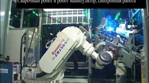 Сварочный робот и манипулятор (синхронная работа)