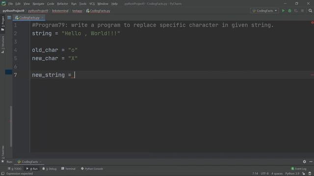 Replace Char In String | Program 79 | Solutions For Python 100 Exercises | CodingFacts