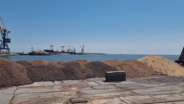 Уничтоженное украинскими нацистами зерно в порту Мариуполя