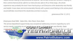 Patriot Subaru Service Rating - Portland, ME