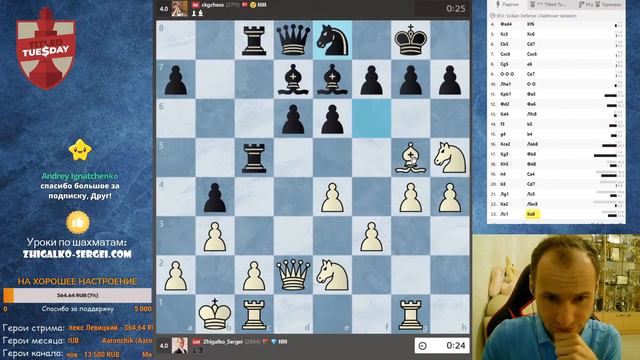ТИТУЛЬНЫЙ ВТОРНИК & Сергей Жигалко!! 3+1!! Шахматы. На Chess.com