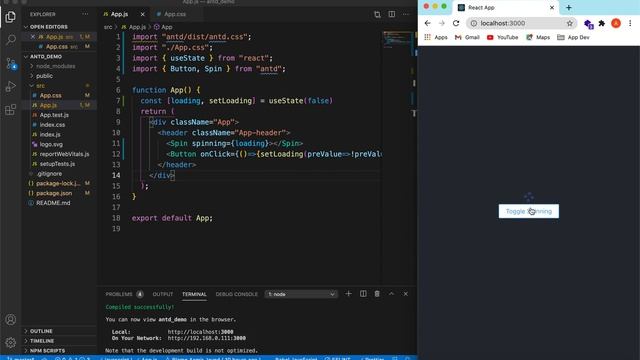 Ant Design Spin component usage in ReactJS app | AntD Loading Component Tutorial for ReactJS смотреть онлайн