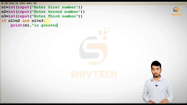 write a program to input 3 numbers and print largest / python programs for beginners /-