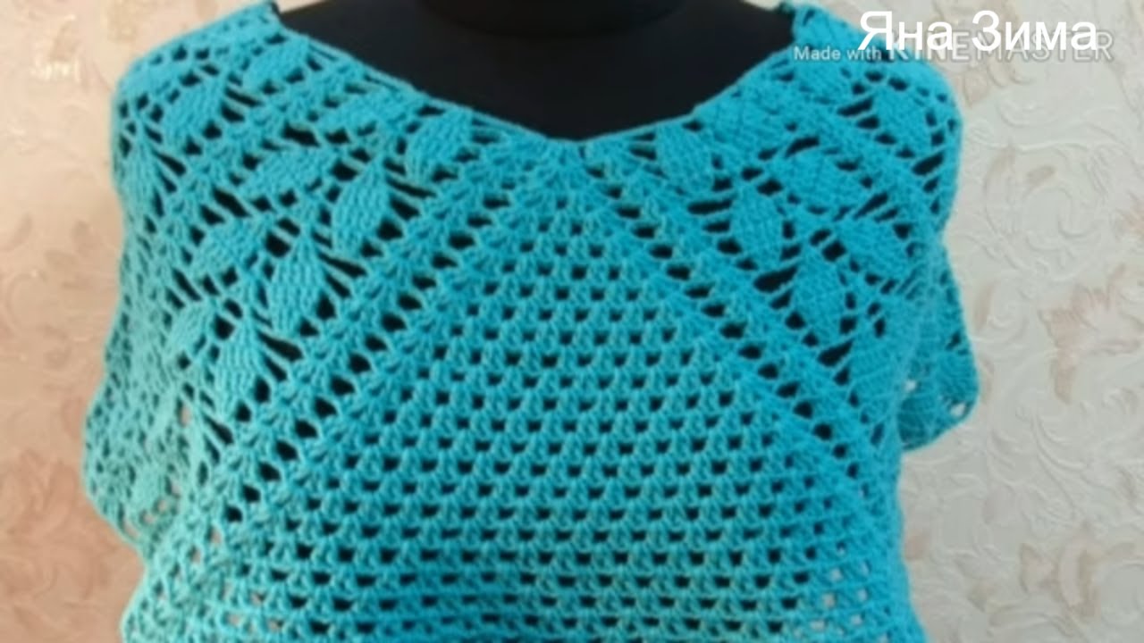 Ленивый реглан крючком. Кофта _ ИЗУМРУД_ 2 часть. смотреть онлайн