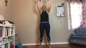 Squat hammer curl shoulder press to triceps extensions