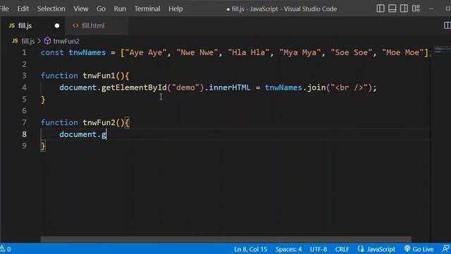 Lesson 19 fill (JavaScript Array Method)