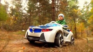 Детский электромобиль БМВ  Тест в лесу  Children's electric car BMW i8 online video cutter com