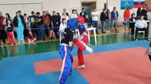 Кик-боксинг, Дима Ветренко, син. шлем, Межрегиональный турнир в г.Курчатов, 04.2023г