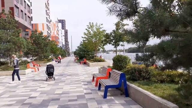 Москва 3005 Корабельная улица, Нагатинский затон, ЖК Ривер Парк осень утро