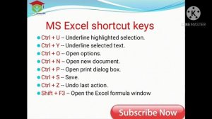 MS Excel Shortcut Keys|Most Useful Microsoft Excel Shortcut Keys|MS Excel Learning