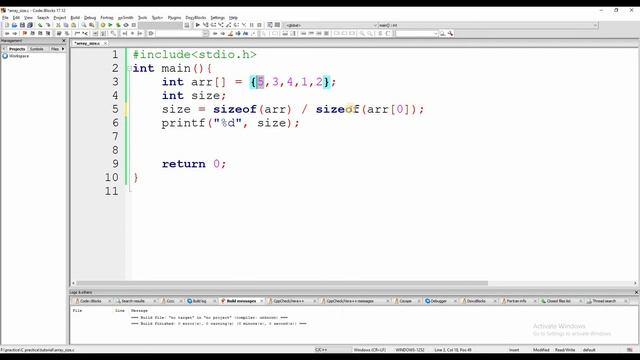 How to determine or get array length(size) in c