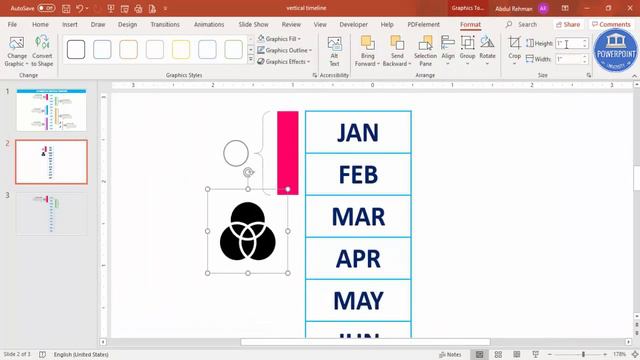 Create 12 Months Vertical Business Timeline Slide in PowerPoint | Business Presentation | Free PPT
