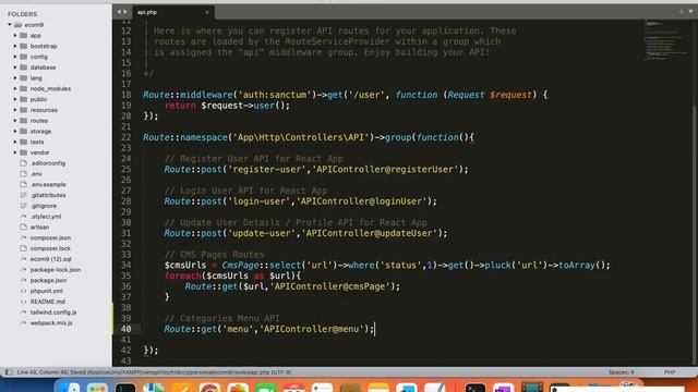#24 React JS Tutorial with Laravel | Categories Menu API | Show List of Sections / Categories