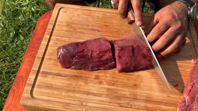 Шашлык из Говядины БЕЗ МАРИНАДА!. (или стейк на природе) Nusret в России))))
