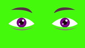 Мультяшные Глаза Зелёный Фон Хромакей Футаж