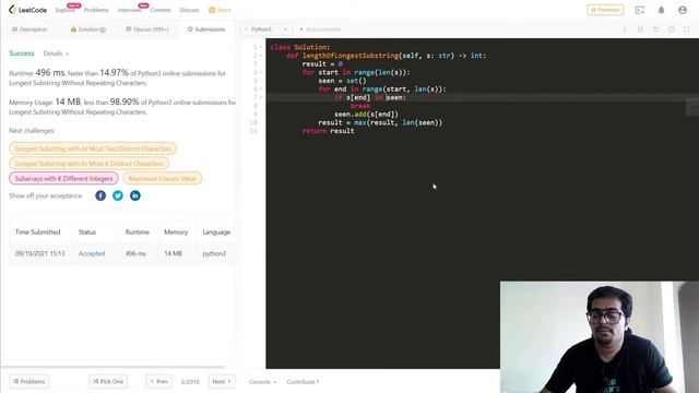 Longest Substring without Repeating Characters | Competitive Programming | LeetCode смотреть онлайн