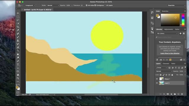 Photoshop Drawing using Lasso Tool and Paint Bucket. смотреть онлайн