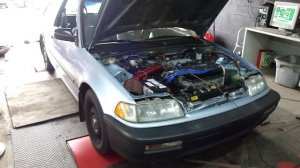 1990 honda civic EF with 1.6 D16Z6 VTEC swap intake and headers dyno