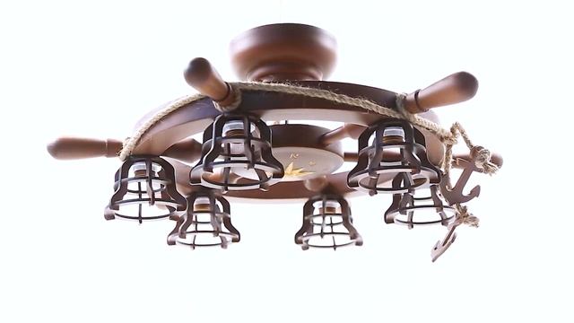 Люстра штурвал деревянная с компасом на 6 лампочек смотреть онлайн