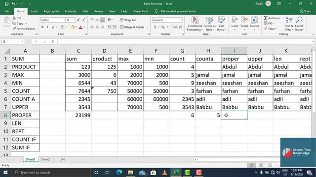 Useful Formulas In Excel | Daily Basis Formulas In Excel | Ms.Office 2019
