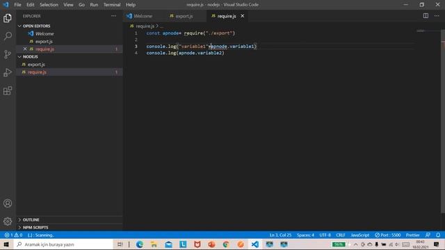 Export and Require Modules in Nodejs tutorial to learn easy way in javascript