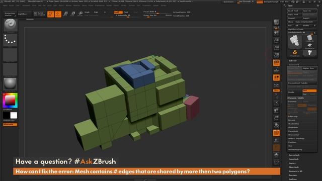 #AskZBrush: “How can I fix the error: Mesh contains # edges that are shared by more then two polys?