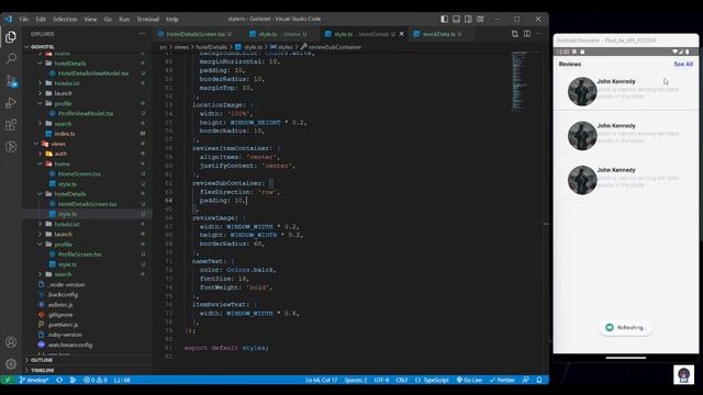 React Native : Reviews List Screen #reactnative #ui #design #typescript #coding