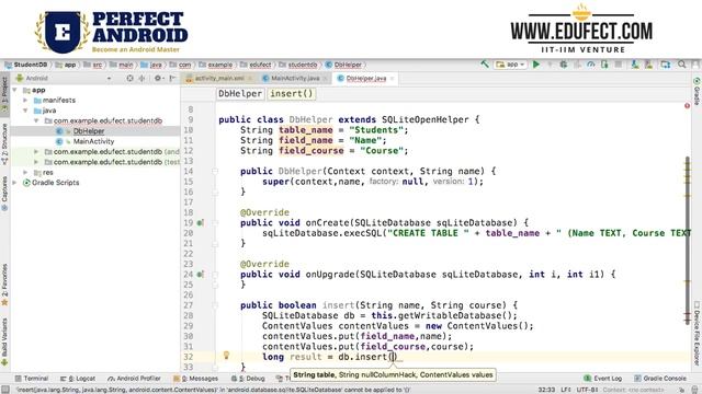 Perfect Android : Starting with SQLite : Insert смотреть онлайн