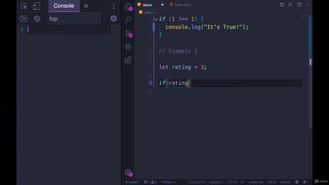 Controlling Program Logic and Flow: If Statements  --The Modern JavaScript Bootcamp