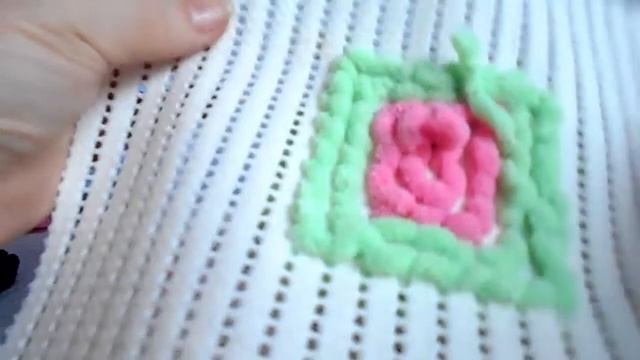 Мастер класс из Ализе Пуффи  Вязание коврика на основе сетки Master class from Alize Puffy Knitting