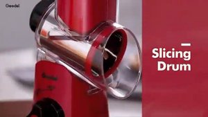 Rotary Cheese Grater, Kitchen Mandoline Vegetable and fruit Slicer with 3 Interchangeable Blades.