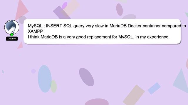 MySQL : INSERT SQL query very slow in MariaDB Docker container compared to XAMPP смотреть онлайн