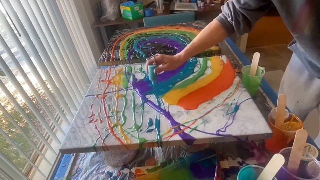 AMAZING Layered Rainbow Wave in Epoxy/Resin. DIY Epoxy Resin Tutorial смотреть онлайн