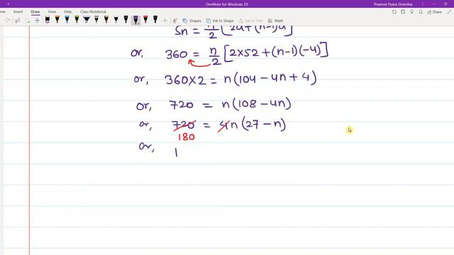 Arithmetic Progression | Find n of the series 52 + 48 + 44 + … if Sn = 360. Explain double answers. смотреть онлайн