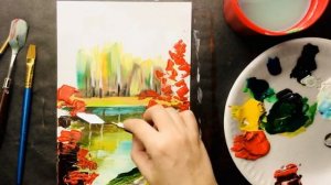 ОСЕННИЙ ПЕЙЗАЖ • Как нарисовать осень красками • Золотая осень • Картина своими руками • Мастихин