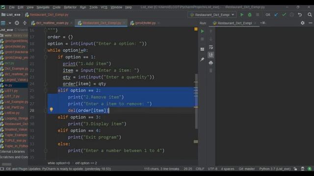 Dictionaries in Python - Restaurant Example | Complete Python Tutorial for Beginners